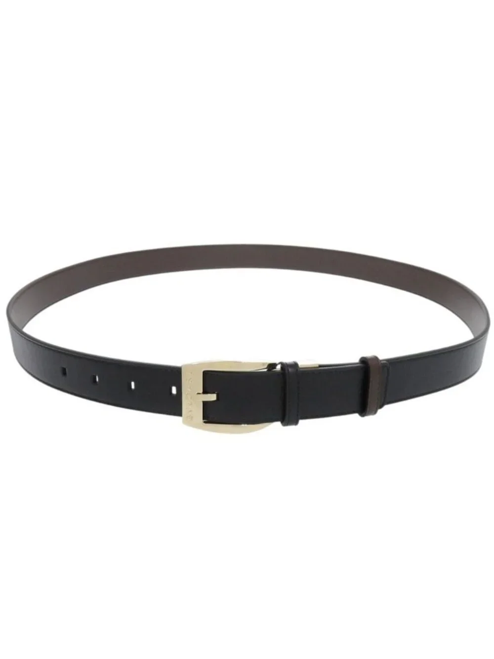 Bvlgari Square Buckle Leather Black Belt